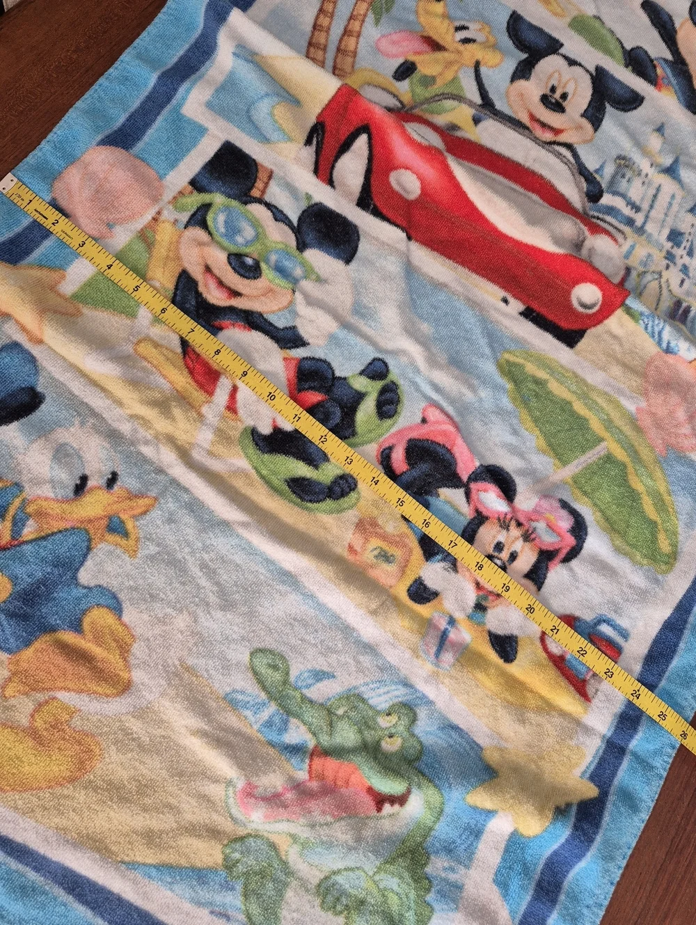 Vintage 90s Florida Disney Mickey & Friends Bkue Beach Towel